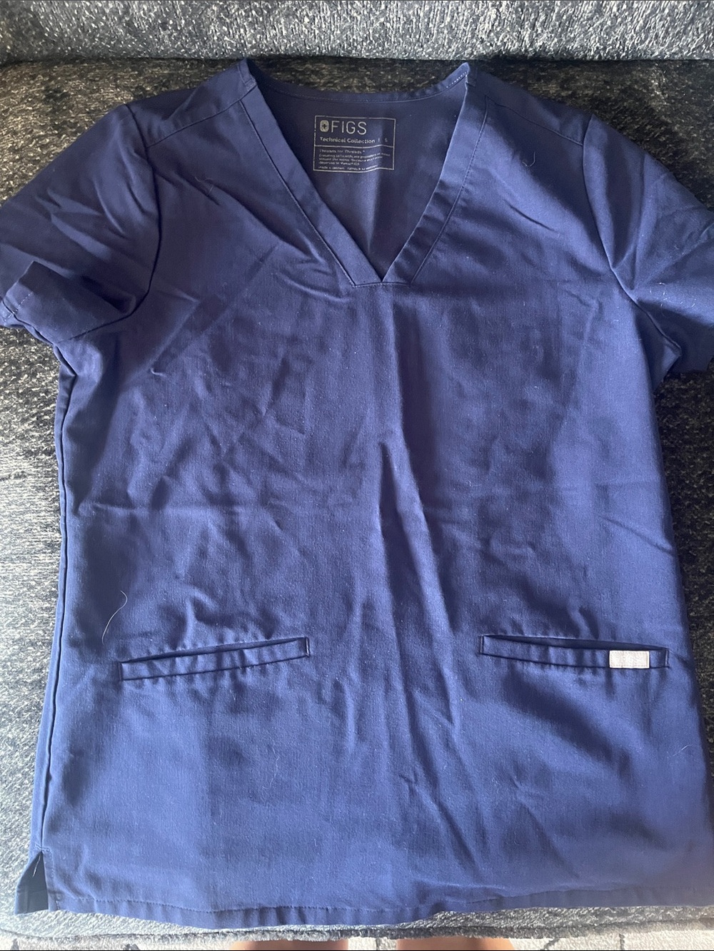 Womens FIGS navy scrub top